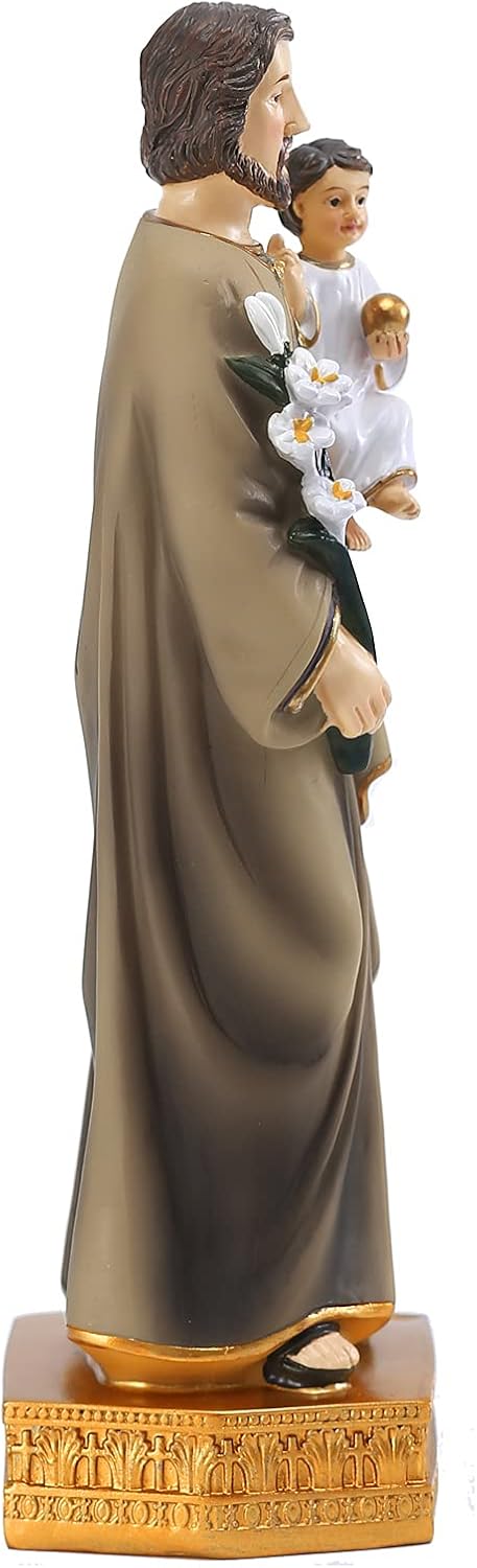 Galiyen St. Joseph and Child Jesus Statues, Hand-Crafted 8 Inch Saint Joseph Resin Figurines, Catholic Religious Renaissance Collection Decoration...