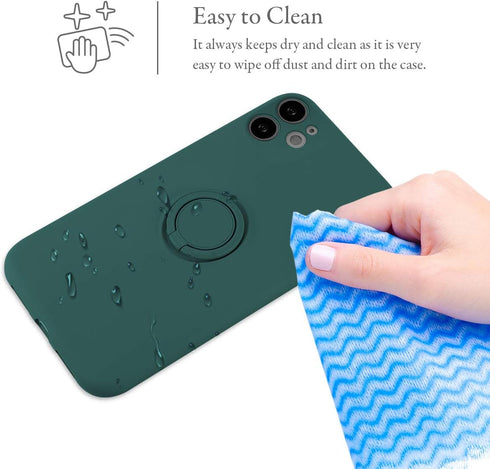 UEEBAI Case for iPhone 11 (6.1 inch), Slim Liquid Silicone Phone Case with 360 Rotatable Ring Holder Kickstand Fashion Hand Strap Magnetic Car Mou...