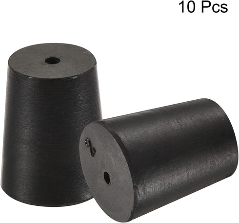 MECCANIXITY Rubber Tapered Plug 16mm to 20mm with Hole Test Tubes Bungs Stopper Black for Lab Home 10 Pieces...