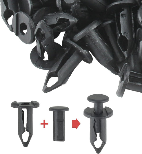 MOTOALL 100X Plastic Fender Fastener Rivet Push Clips for Honda ATV Suzuki Kawasaki 90653-HC4-900...