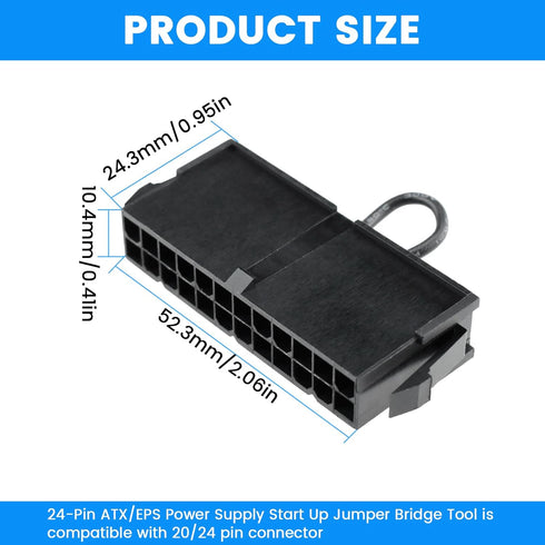 SDTC Tech 24-Pin ATX Power Supply Jumper Bridge Tool PSU Test Starter Without Being Plugged Into The Motherboard...