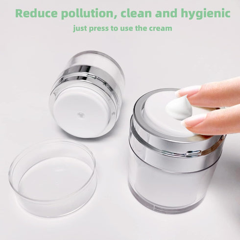 Airless Pump Jar,Cream Jar Vacuum Bottle, Empty Refillable Cosmetic Air Pump Jars Bottles, Portable Airless Lotion Sample Container Pot, Leak-Proo...