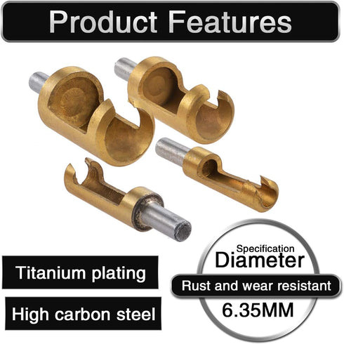 4pcs Wood Plug Hole Titanium Coated Cutter Drill Bits Set 1/4" 3/8" 1/2" 5/8" Cutting Dowel Power Woodworking Cork Hole Saw Tool Round Wood Plug T...