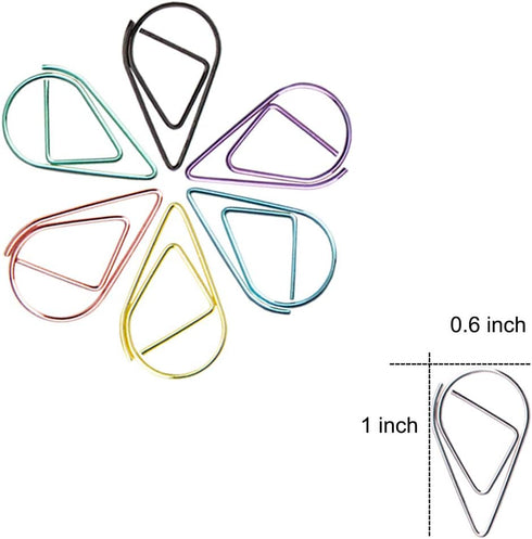 300 Pieces Multicolor Cute Paper Clips, Smooth Stainless Steel Drop-Shaped Colorful Wire Small Paperclips for Office Supplies Girls Kids School St...