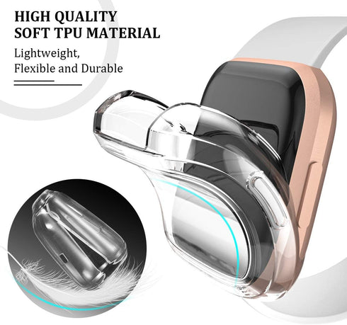 Maledan Ultra Thin Screen Protector Case Compatible with Fitbit Versa 2, 3 Pack TPU HD Full Protective Case Cover Scratch Resistant Shock Absorbin...