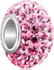 CharmSStory 925 Sterling Silver Pink Simulated Birthstone Charms Synthetic Crystal Bead For Bracelets...