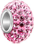 CharmSStory 925 Sterling Silver Pink Simulated Birthstone Charms Synthetic Crystal Bead For Bracelets...