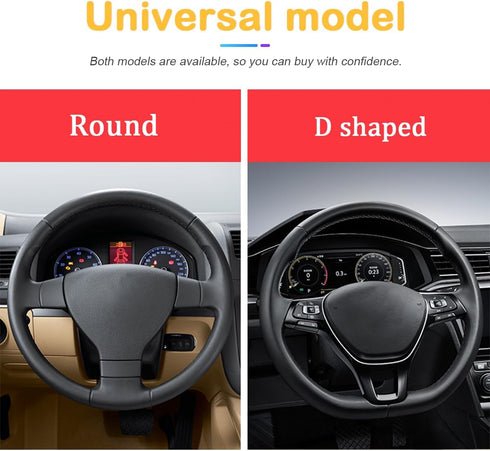 Car Steering Wheel Cover, 15 inch Carbon Fiber Microfiber PU Leather Elastic Steering Wheel Protector for Men Women, Anti-Slip Breathable Car Inte...