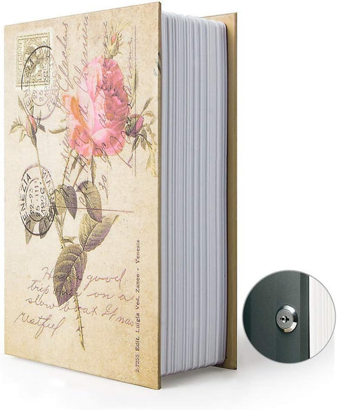 Small Sized Diversion Book Safe Storage Box, Dictionary Secret Safe Can with Security Combination Lock/Key, Diversion Book Hidden Safe (Key, Rose)...