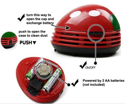 Honbay Ladybug Shaped Portable Corner Desk Vacuum Cleaner Mini Cute Vacuum Cleaner Dust Sweeper...