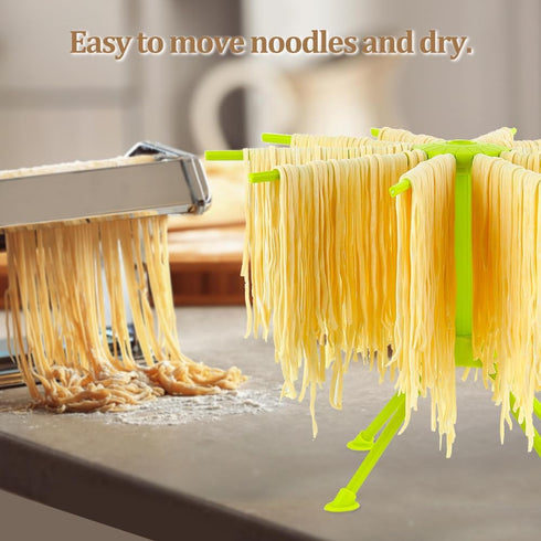 Ourokhome Collapsible Pasta Drying Rack, Plastic Foldable Homemade Fresh Spaghetti Stand Dryer Noodle Hanger for Kitchen with 10 Arms, Stable, Eas...