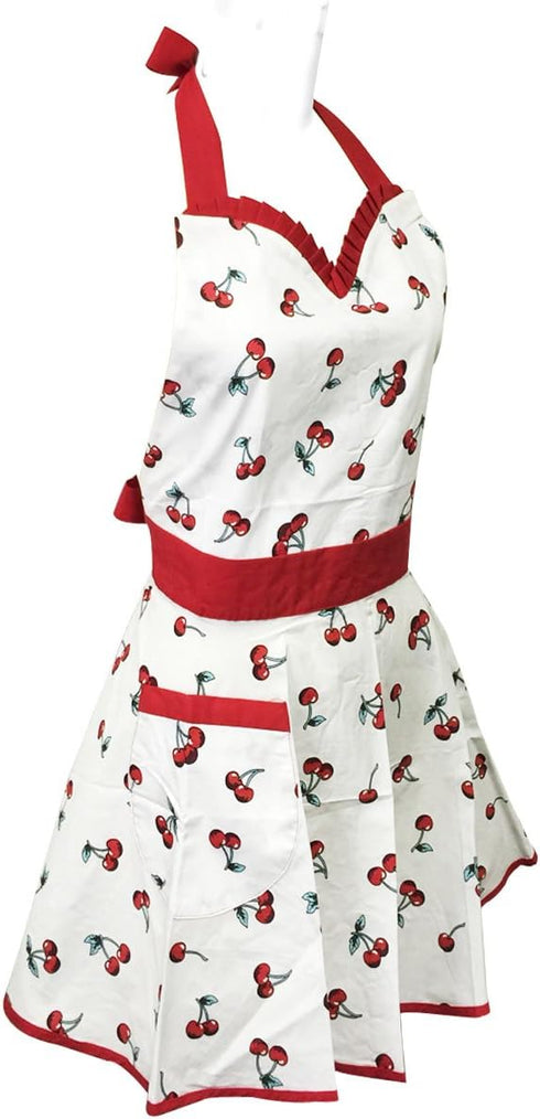 Wrapables Adjustable Flirty Hostess Apron, Sweet Cherries...