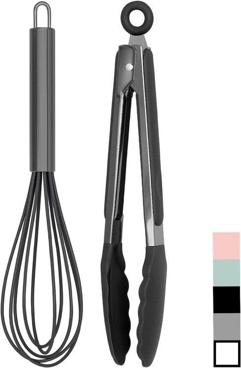 Country Kitchen Stainless Steel Silicone Tipped Kitchen Food BBQ and Cooking Tongs for Non Stick Cookware, BPA Fee, Stylish, Sturdy, Locking, Gril...