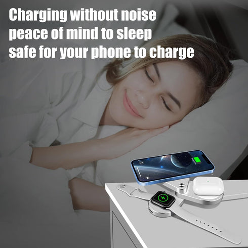 3 in 1 Mag Safe Charger Wireless Foldable Magnetic Wireless Charging Station for iWatch, AirPods Pro/2, iPhone 15/15 Plus/15 Pro Max/14/13 Series/...