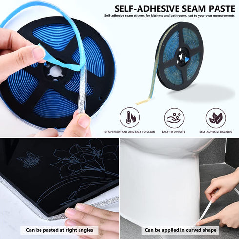 Ceiling Molding Peel and Stick, Flexible Wall Trim Self Adhesive, Caulk Tape Sealant Strip Waterproof, Decorative Gap Sealing Tape for Bathroom, K...