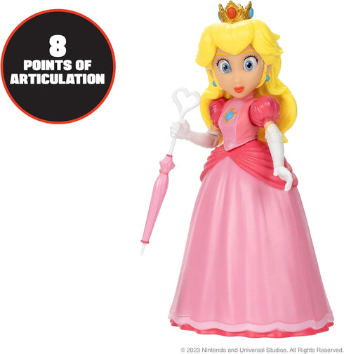 THE SUPER MARIO BROS. MOVIE - 5 Inch Action Figure Series 1 – Princess Peach Figure with Umbrella Accessory...