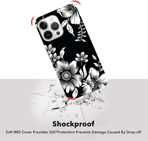 Hi Space Compatible with iPhone 15 Pro Case White Flower 6.1 inch 5G 2023, Design Flower Floral Case for iPhone 15 Pro, Raised Lips Anti-Scratch P...