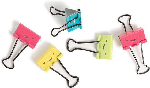 U Brands Happy Face Binder Clips, Bright Colors with Black Prongs, Office Organization Supplies, 32mm, 48 Count...