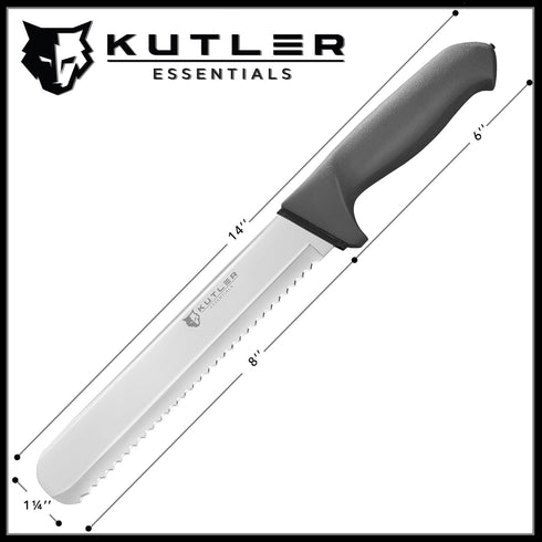 KUTLER Professional 8-Inch Bread Knife and Cake Slicer with Serrated Edge - Ultra-Sharp Stainless Steel Cutlery...