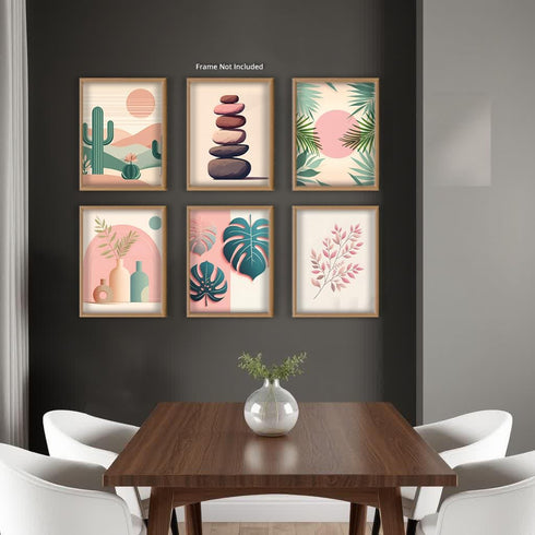 Posterizer 6 pcs-Boho Modern Nature Neutral Desert Poster-Abstract & Modern Art-Landscape & Nature Art-Gift for Street Art, Mural Fans-Decor for H...