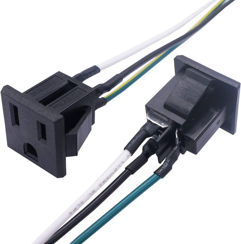 weideer 3Pcs 3 Pins US Power Socket Plug Panel 15A 125V AC Panel Mount Outlet Industrial Plug Female Connectors Adapter With 18AWG Connection line...