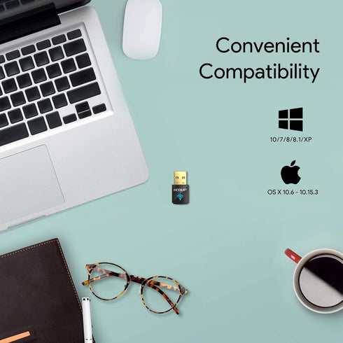 USB Bluetooth WiFi Adapter, Wireless Nano USB Network Adapter for Laptop Desktop PC Wi-Fi Dongle Compatible with Windows 10/7/8/8.1/XP Mac OS X 10...