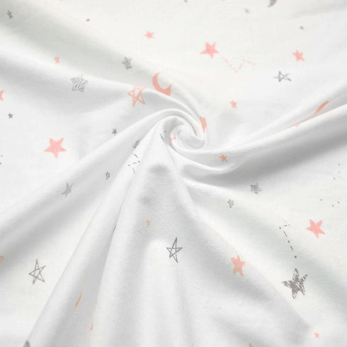 American Baby Company 100% Natural Cotton Fitted Crib Sheet 52" x 28" - Soft, Breathable, Hypoallergenic & Gentle Toddler Bed Sheet, Pink Stars an...
