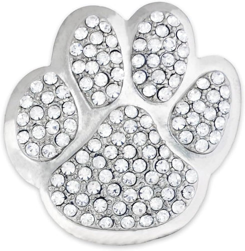 PinMart's Silver Rhinestone Animal Paw Print School Mascot Brooch Pin...