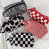 Cow Print Makeup Bag Corduroy Cosmetic Bag Cute Travel Pouch Bags White and Black Checkered Mini Makeup Purse Pouch Makeup Brushes Organizer Bag f...