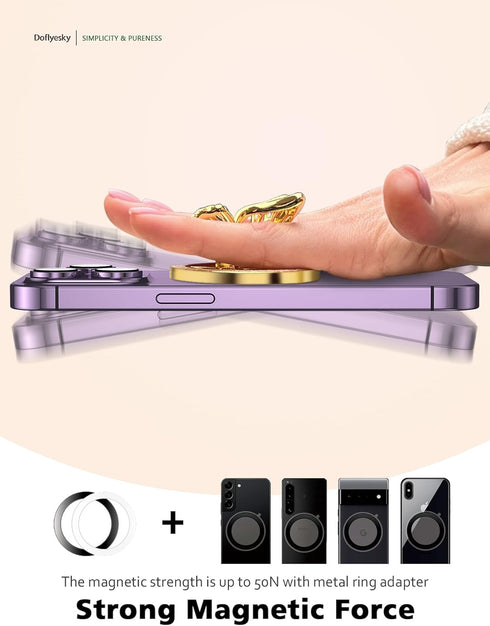 2024 Upgrade Magnetic Phone Grip Compatible with MagSafe, Butterfly Phone Grip Holder Finger Kickstand for MagSafe, Adapter Ring for MagSafe Inclu...