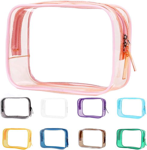 Clear Pouch Small, Clear Makeup Bag, 6.6"x2.3"x4.7" Size TSA Approved Toiletry Bag, Clear Travel Bags for Toiletries, Clear Cosmetic Bag for Women...