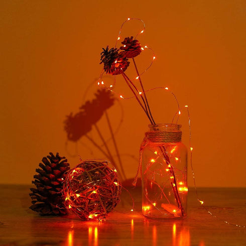YKB 6 Pack Orange Fairy String Lights Battery Operated Fairy Lights Starry String Lights on 3.3ft/1m Silvery Copper Wire DIY Christmas Decoration ...