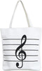 Music Notes Handbag Canvas Tote Bag Reusable Grocery Bag Shoulder Shopping Bag for Women Girls Gift (White)...