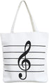 Music Notes Handbag Canvas Tote Bag Reusable Grocery Bag Shoulder Shopping Bag for Women Girls Gift (White)...