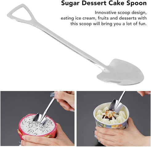 Ice Cream Spoon, Stainless Steel Cute Shovel Spoon Innovative Food Grade Material Reusable Sugar Dessert Cake Spoon for Home Cafe(4 Pointed Shovel...