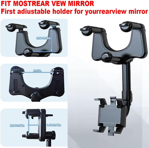 2022 Rotatable and Retractable Car Phone Holder - Rear View Mirror Phone Holder, Car Phone Holder Mount 360-degree Rotation Adjustment, Easy to In...