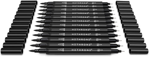 Hethrone Black Markers for Drawing - Brush Pens with Felt Tips for Artists - Calligraphy Pens, 12 Pack...