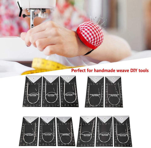 Circular Knitting Needle, 11pcs 43/65/80cm Stainless Steel Multi-size Circular Knitting Needle Weave Kit Handcraft Sweater Weave Needle Crochet Ho...