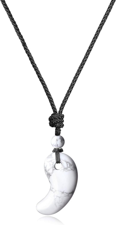 Grounding Howlite Magatama Natural Stones Pendant Janpanese Necklace...