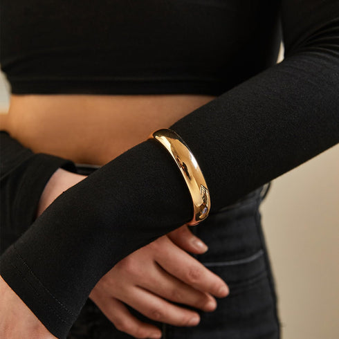 Gold Polished Chunky Twisted Hinged Waterdrop Bangle Bracelet for Women Spiraled Oval Bangle Bracelet...