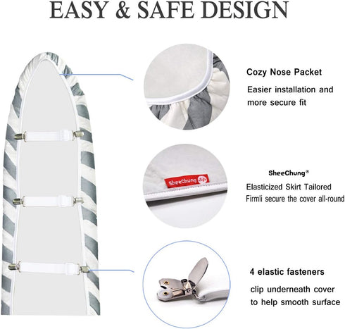 12.5 x 32 Inch Mini Ironing Board Cover with Iron Cover and Extra Thick Pad,Resists Scorching and Staining...
