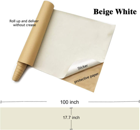 17.7 by 100 Inches Self-Adhesive Velvet Fabric,Flocked Fabric for Jewelry Boxes, Glasses Boxes, Tea Boxes, Watch Boxes, Cosmetic Boxes(Beige White...