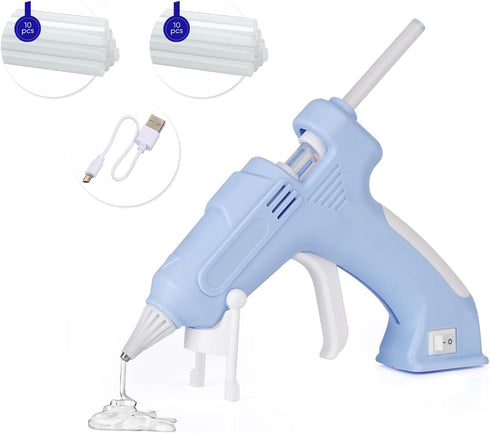 Cordless Hot Glue Gun Glue Gun Fast Preheating Gun Kit with 20 Pcs Sticks USB Rechargeable Cordless Glue Gun for Quick Home Repairs, Arts, Crafts,...