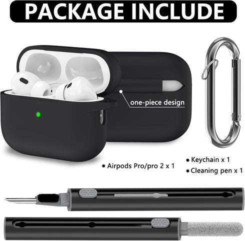 AirPods Pro Case Cover with Cleaner Kit,Soft Silicone Protective Case for Apple AirPod Pro 2nd/1st Generation Case for Women Men,AirPods Pro 2/Pro...