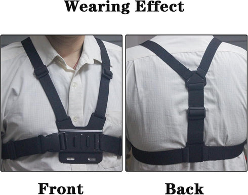 Adjustable Mobile Phone Chest Strap Harness Mount, Black, Compatible with iPhone, GoPro Hero, DJI Osmo Action Cameras...