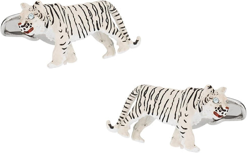 Cuff-Daddy White Tiger Cufflinks with Travel Presentation Gift Box...