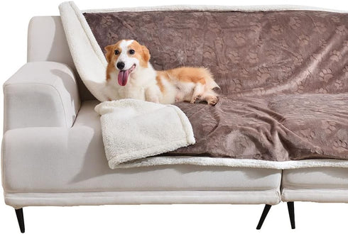 Qeils Dog Blankets for Small Dogs - Waterproof Cat Blanket Washable - Sherpa Fleece Puppy Blanket, Soft Plush Reversible Throw Protector for Bed C...