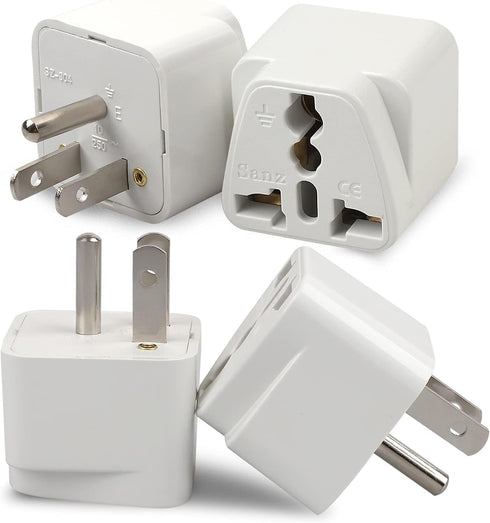 4 Pack Universal Adapter, Europe to US Plug Travel Adapters (White)...