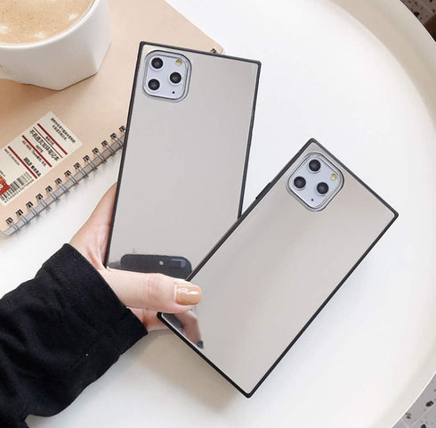 YTanazing for iPhone 11 Pro Mirror Case, Luxury Glass Glossy Rectangle Mirror Shockproof Smooth Hard Case with Soft Silicone Bumper TPU Frame for ...