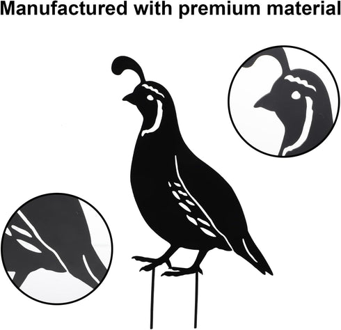 jojofuny 4pcs Garden Quail Stake Bird Yard Art Metal Statue Decor Animals Silhouette Outdoor Decoration Courtyard Ornaments for Lawns Backyard Pat...